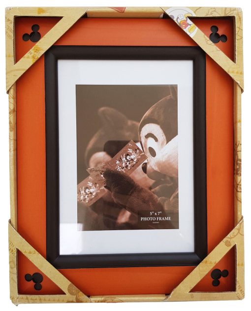 Disney Parks Mickey Mouse Two Tone Wood Tan & Black Photo Frame For 5"x7" Picture