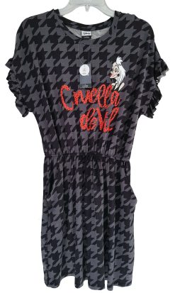 Disney 101 Dalmations Cruella De Vil Dress Grey Houndstooth Mini Small 8-10