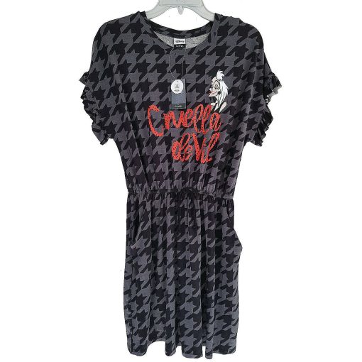 Disney 101 Dalmations Cruella De Vil Dress Grey Houndstooth Mini Small 8-10