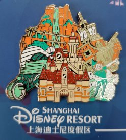 Disney D23 Exclusive Shanghai Around The World Of Parks Pin Trading Badge