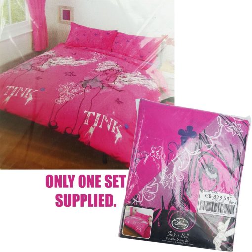 Disney Fairies Tinker Bell Pink Double Duvet Cover Bedding Set