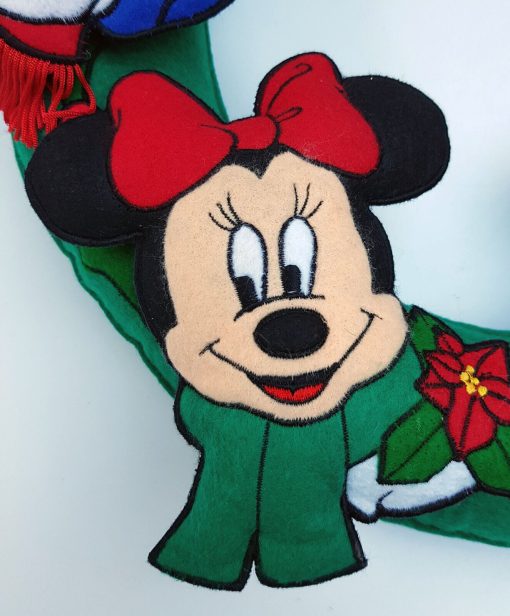 Disney Mickey & Minnie Mouse, Donald Duck Goofy Felt Fabric Christmas Wreath Decoration