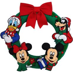 Disney Mickey & Minnie Mouse, Donald Duck Goofy Felt Fabric Christmas Wreath Decoration