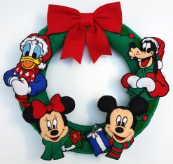 Disney Mickey & Minnie Mouse, Donald Duck Goofy Felt Fabric Christmas Wreath Decoration