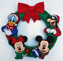 Disney Mickey & Minnie Mouse, Donald Duck Goofy Felt Fabric Christmas Wreath Decoration