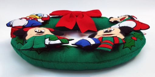 Disney Mickey & Minnie Mouse, Donald Duck Goofy Felt Fabric Christmas Wreath Decoration