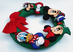 Disney Mickey & Minnie Mouse, Donald Duck Goofy Felt Fabric Christmas Wreath Decoration