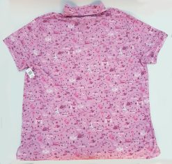 Disney Parks Attractions Rides AOP Pink Polo T-Shirt Top Adults XXL