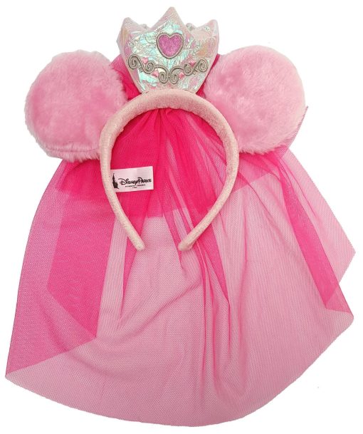 Disney Parks Bride Minnie Mouse Ears With Pink Veil