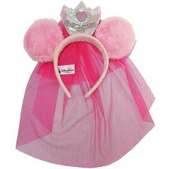 Disney Parks Bride Minnie Mouse Ears With Pink Veil