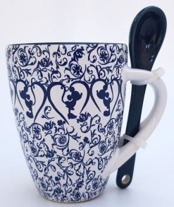 Disney Parks Mickey & Minnie Mouse Icon Indigo Demitasse Espresso Cup & Spoon