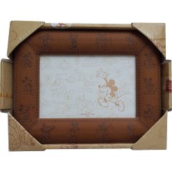 Disney Parks Mickey Mouse Brown Faux Leather/Suede Photo Frame