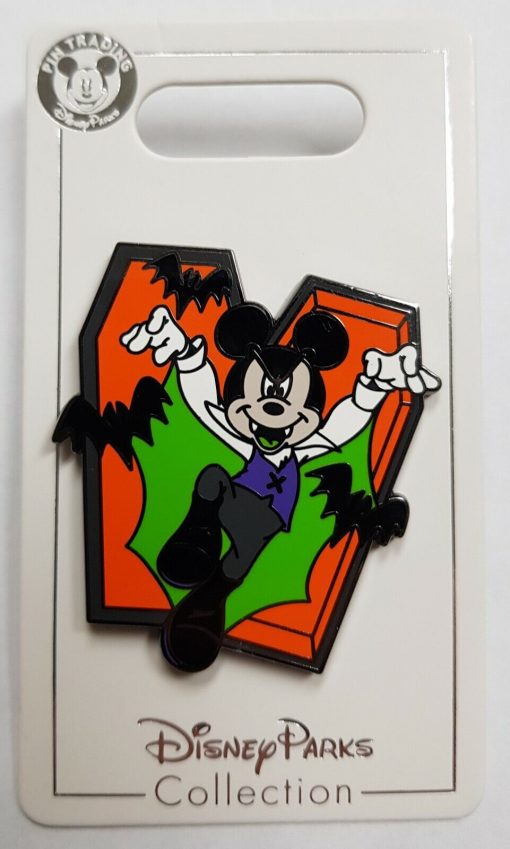 Disney Parks Mickey Mouse Dracula In Coffin MNSSHP 2019 Pin Trading Badge