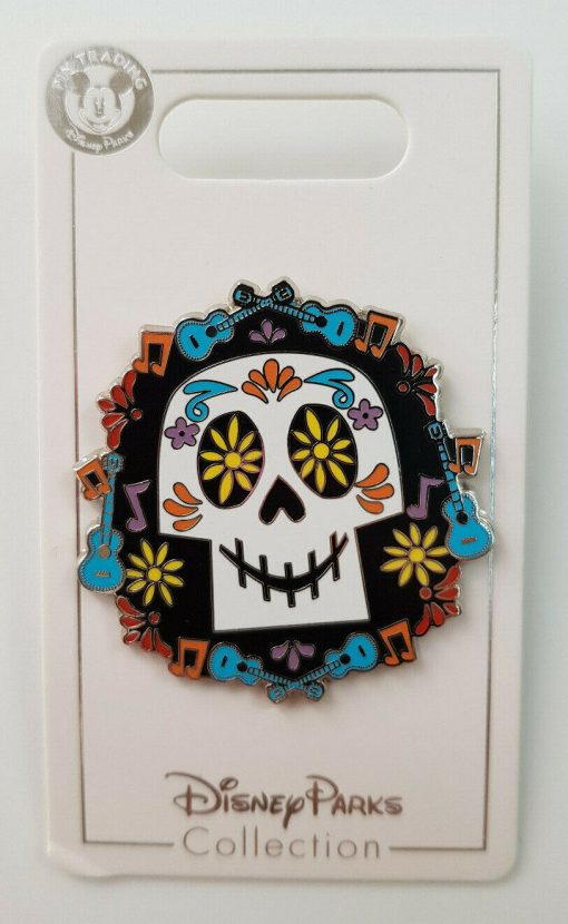 Disney Parks Pixar Coco Day Dead Sugar Skull Head Pin Trading Badge