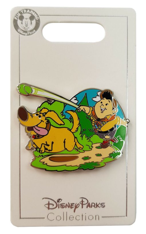 Disney Parks Pixar Up Russell & Dug Dog Fetch Pin Trading Badge