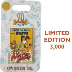 Disney Parks Pluto Food For Feudin Movie Poster 90th Anniversary Pin Trading Badge