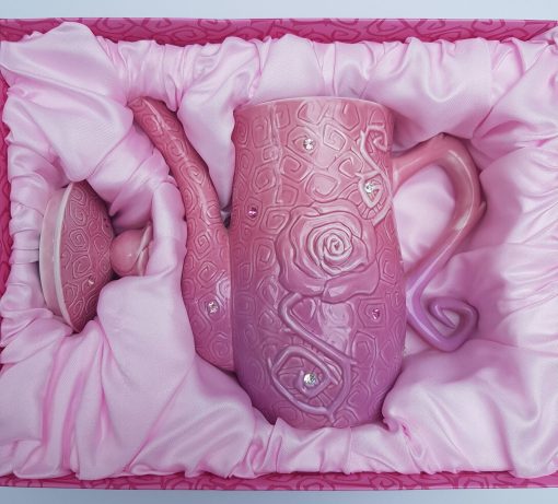 Disney Parks Sleeping Beauty Maleficent Jewelled Rose Pink Ceramic Teapot