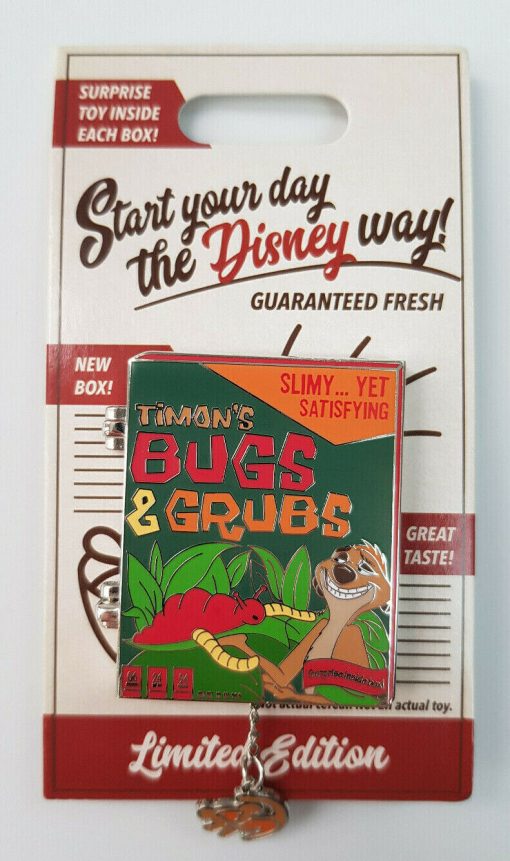 Disney Parks The Lion King Timon Bugs Grubs Cereal Box Pin Badge Limited