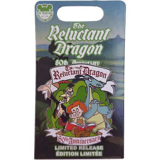 Disney Parks The Reluctant Dragon 80th Anniversary Pin Trading Badge