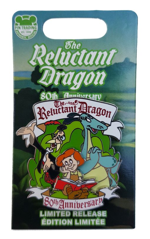 Disney Parks The Reluctant Dragon 80th Anniversary Pin Trading Badge