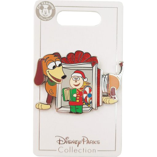 Disney Parks Toy Story Slinky Dog & Tinny Tin Christmas Pin Trading Badge