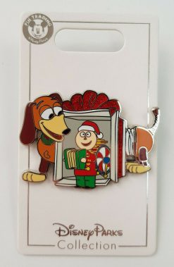 Disney Parks Toy Story Slinky Dog & Tinny Tin Christmas Pin Trading Badge