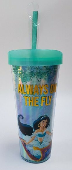 Disney Store Aladdin Princess Jasmine Plastic Tumbler With Straw And Brush