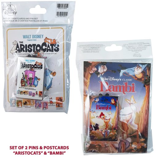 Disney Store Bambi & Aristocats Classic Movie Film Posters 2 Pin Badge Set