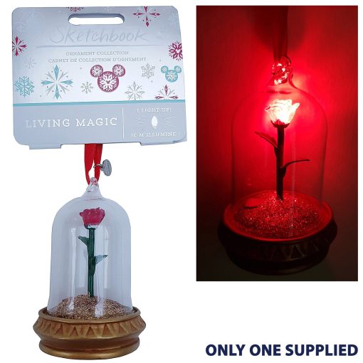 Disney Store Beauty & The Beast Light Up Rose Christmas Tree Decoration