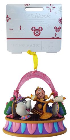 Disney Store Beauty & The Beast Lumiere & Cogsworth Singing Christmas Tree Decoration