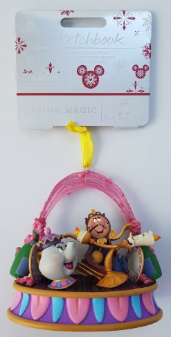 Disney Store Beauty & The Beast Lumiere & Cogsworth Singing Christmas Tree Decoration