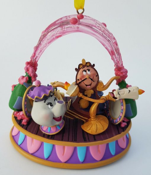 Disney Store Beauty & The Beast Lumiere & Cogsworth Singing Christmas Tree Decoration