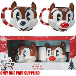 Disney Store Chip And Dale Walts Holiday Lodge Christmas Pair Of Mugs