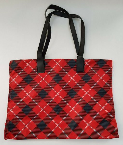 Disney Store Christmas Holiday Lodge Mickey Mouse Bag Plaid Tote Shoulder Shopper