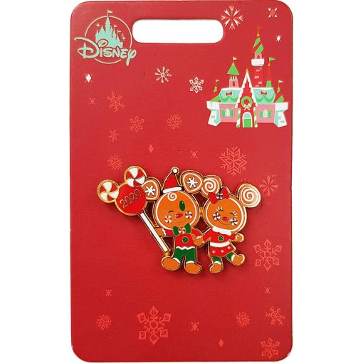 Disney Store Gingerbread Mickey & Minnie Mouse Holiday Cheer Xmas 2020 Pin Trading Badge