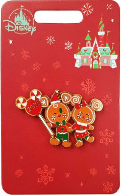 Disney Store Gingerbread Mickey & Minnie Mouse Holiday Cheer Xmas 2020 Pin Trading Badge