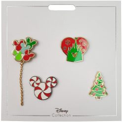 Disney Store Holiday Christmas Set Of 4 Mini Pin Trading Badges