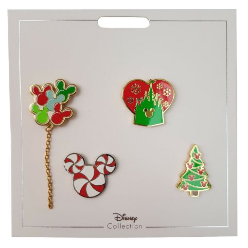 Disney Store Holiday Christmas Set Of 4 Mini Pin Trading Badges