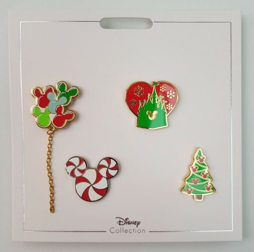 Disney Store Holiday Christmas Set Of 4 Mini Pin Trading Badges