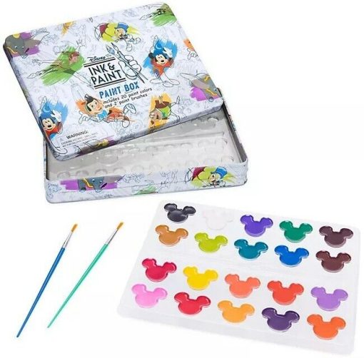 Disney Store Ink and Paint 20 Colour Paint Box Tin & 2 Brushes