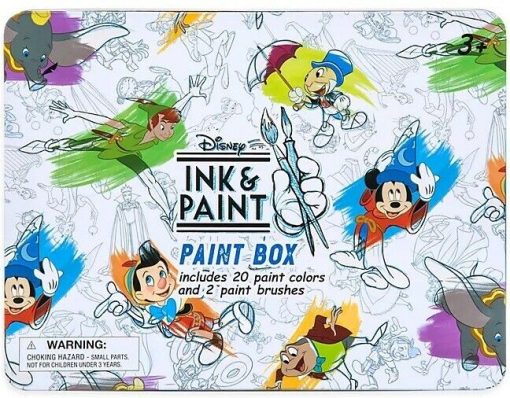 Disney Store Ink and Paint 20 Colour Paint Box Tin & 2 Brushes