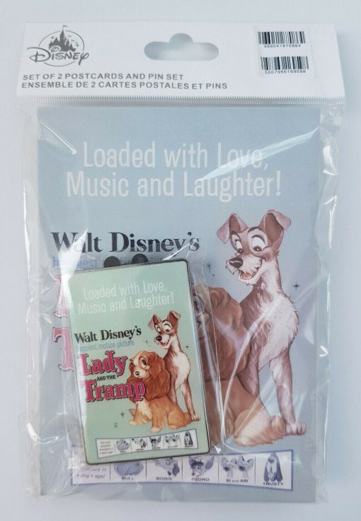 Disney Store Lady Tramp & Dumbo Classic Movie Film Posters 2 Pin Trading Badge Set