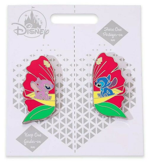 Disney Store Lilo & Stitch And Angel Couples Pin Trading Badge Set