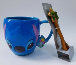 Disney Store Lilo & Stitch Face Trouble Maker Mug & Palm Tree Spoon Set