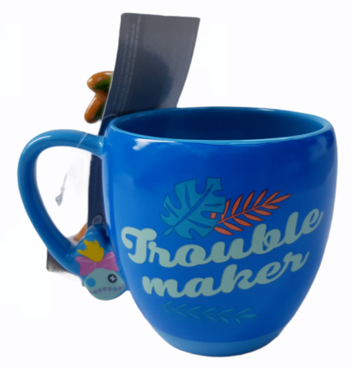 Disney Store Lilo & Stitch Face Trouble Maker Mug & Palm Tree Spoon Set