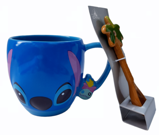 Disney Store Lilo & Stitch Face Trouble Maker Mug & Palm Tree Spoon Set