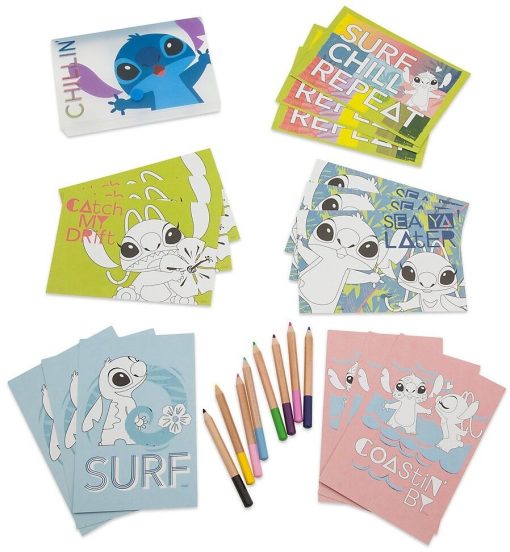 Disney Store Lilo and Stitch 15 Postcards 8 Pencil Set Colouring Activity