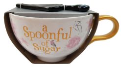 Disney Store Mary Poppins A Spoonful Of Sugar Tea Cup & Parrot Umbrella Stirrer