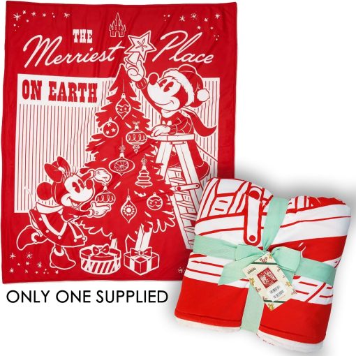 Disney Store Mickey & Minnie Festive Christmas Throw Blanket