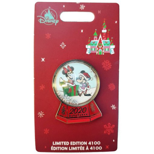 Disney Store Mickey & Minnie Mouse 2020 Christmas Snowglobe Pin Trading Badge